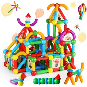 TOKBLOK Magnetic Blocks for 3 Years Old Girls Boys Magnetic Building Sticks Preschool Educational Learning STEM Toys Toddler Montessori Magnet Toys Kids Gift - 76Pcs Starter Set