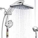 Rain Shower Head with filtered Handheld High Pressure rainfall Shower Heads with Handheld Spray Combo Adjustable one-piece stand daul shower head Built-in Magnetic Docking and Power Jets - Silver