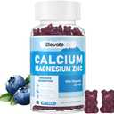 Calcium Magnesium Zinc Gummies with Vitamin D3 & K2 - High Potency Enhanced Absorption -60 Blueberry Gummies Flavored, EXP 08-2026