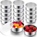 16Pack 9 oz Stainless Steel Container Stainless Steel Snack Containers with Lids Metal Food Storage Containers Leak Proof Metal Lunch Box