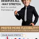 Boys Long Sleeve Button-Down Dress Shirts with Tie: 2 Fabrics (Stretch/Standard) & 2 Fits (Regular/Husky) (14, Black)