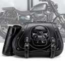 Motorcycle Saddlebag, 30L Leather Waterproof Side Saddle Bags with Cup Holder, Universal Powersports Saddlebags for Harley Davidson Sportster Dyna Softail Honda Shadow Rebel Yamaha Vulcan