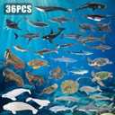 36PCS Sea Animal Toys with Shark, Whale, Octopus & Other Ocean Animal FigurinesToys for Kids, Ocean Theme Cake Toppers Party Favors Birthday Gift for Boys Girls