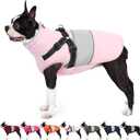 AOFITEE Dog Coat, Waterproof Dog Jacket Winter, Dogs Coat with Harness Built in, Warm Dogs Puffer Jacket with Zipper, Reflective Pet Snowsuit Sweater for Dachshund, French Bulldog, Boston Terrier, M (Pink)