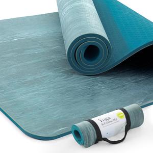 UMINEUX Extra Thick Yoga Mat, 2/5 Inch (10MM), Natural Rubber and TPE Non Slip Yoga Mats with Strap for Women Men, Eco Friendly Exercise Mat for Yoga, Pilates and Home Workout (Pagoda Blue) UMINEUX Extra Thick Yoga Mat, 2/5 Inch (10MM), Natural Rubber and TPE Non Slip Yoga Mats with Strap for Women Men, Eco Friendly Exercise Mat for Yoga, Pilates and Home Workout (Pagoda Blue)