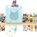 for Tonies Box Storage Shelf Wall Mounted, Magnetic Pine Wood Floating Shelves for Tonies Box 1/2 Figures, Earphones, Display Collection 20~30 Characters