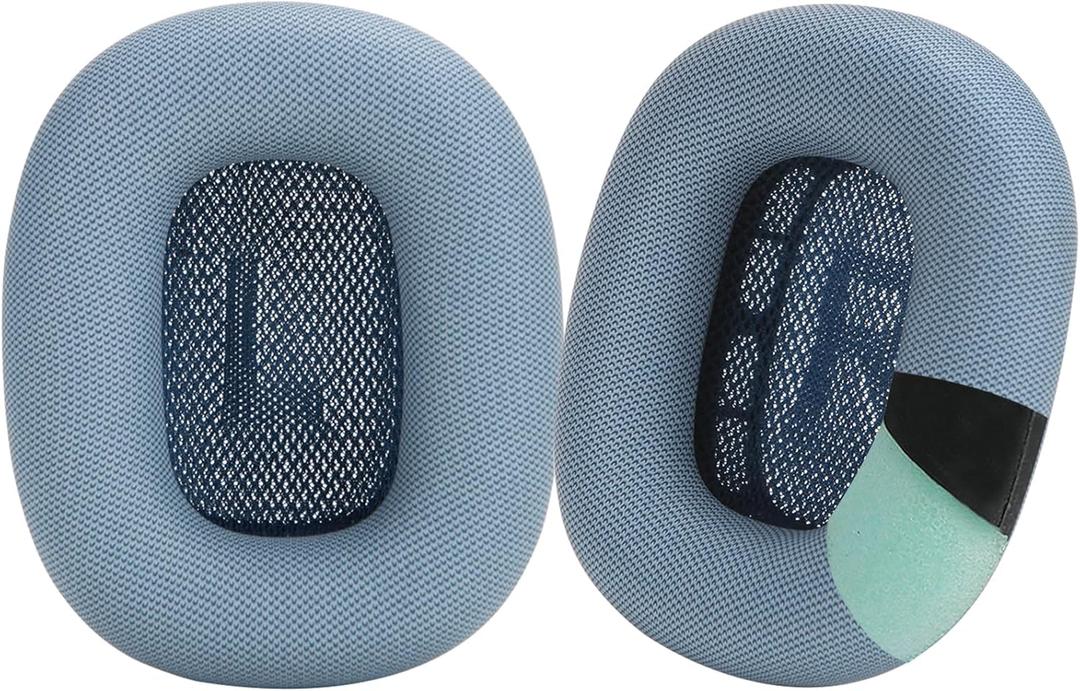Earrock Upgraded Silicone Ear Cushions for AirPods Max Headphones, Protein Leather Covered Ear Pads with Silicone & Memory Foam and Magnet (Sky Blue)