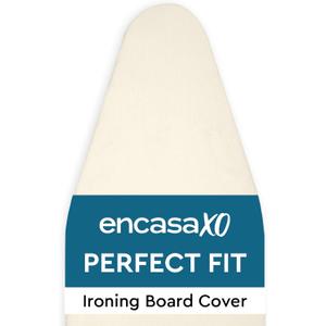Encasa XO Ironing Board Cover and Pad 42"x 14" - 4mm Felt Medium Iron Board Cover with Padding - Heat Resistant, Stain-Safe Dye, Non Slip Elastic Bungee Cord Tightening Iron Table Cover Natural