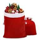 GlyinnHe 1pcs Christmas Velvet Santa Bags with Drawstring, Red Santa Gift Bags Large Christmas Gift Sack for Xmas Present Party Supply Costume Holiday Wrapping, Large