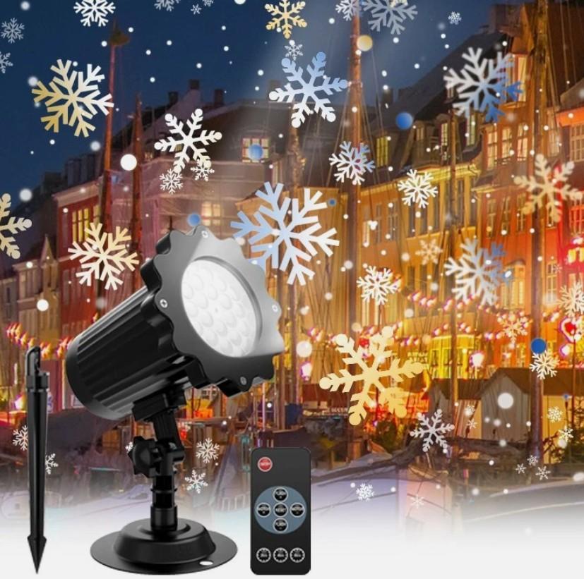 Christmas Snowflake Projector Outdoor LED Moving Snowfall Laser Light Landscape