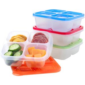 Bentgo Easyboxes 4-Compartment Snack Containers - 8-Piece Set with 4 Trays & 4 Custom-Fit Lids to Seal in Freshness - Reusable Food Storage & Meal Prep Bento BPA-Free Containers (Classic 4-Pack)