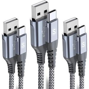 sweguard USB Type C Charger Cable [3-Pack,10ft+6.6ft+3.3ft] iPhone 15 Charger Nylon Braided Cord for iPhone 15 Pro Max Samsung Galaxy S23 S22 S21 S20 S10 S9 Note 20 10 Flip A53 A54 Pixel LG Moto PS5