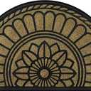 Mibao Half Round Door Mat, Non-Slip Welcome Entrance Way Mat, Durable Rubber Door Mats, Low-Profile Heavy Duty Doormat, Half Circle Mats for Garage, Patio, High Traffic Areas, 23.5" x 35.5", Brown, 1'11" x 2'11"