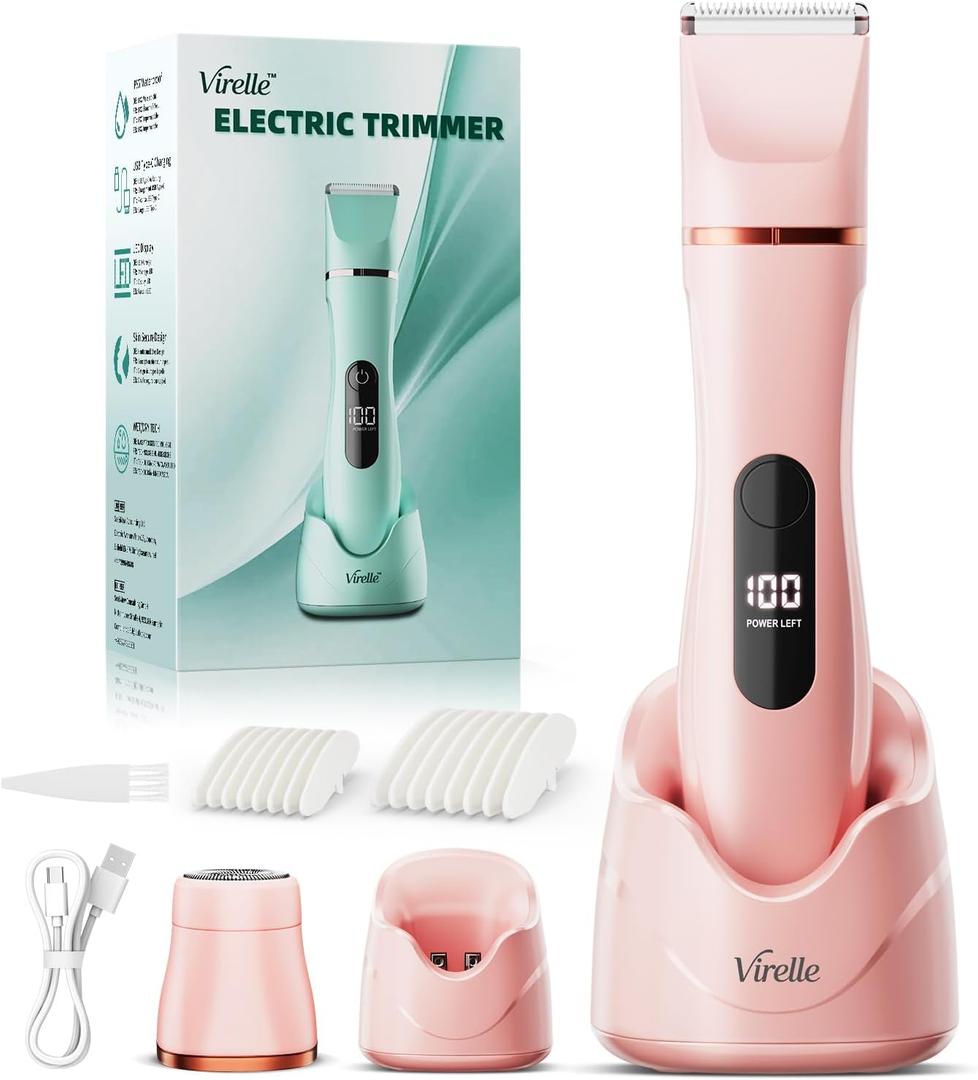 Hair Removal Epilators Bikini Trimmer for Women, Painless Waterproof Electric Foil Shaver Razors for Facial Leg Body Armpit,Cordless Ceramic Blade with USB Charging Dock,Travel Size Gifts for Her,Pink