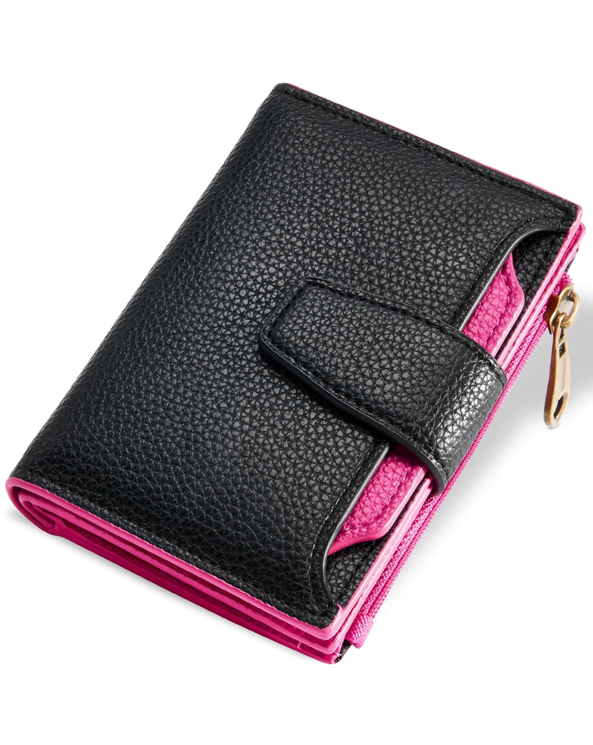 AIRKIT Small Wallet Women RFID Blocking Soft Leather Bifold Compact Card Holder Wallet for Women with Zipper Coin Pocket 4 ID Window