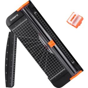 A4 Paper Cutter -12 Inch Paper Trimmer with 2pcs Replacement Blades with Safeguard Side Rulerfor Cut Gift Card,Coupon,Label, Cardstock,Photo (Black)