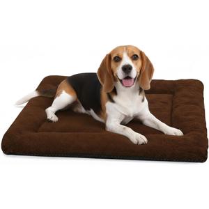 Dog Crate Pad 36 Inch, Washable Plush Crate Mat for Medium Dogs, Non Slip Kennel Pad for Metal Wire Crates, Cushioned Support for Indoor Use, Brown (36.0"L x 23.0"W x 1.5"Th)