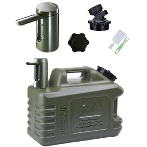 UPWOIGH Portable 5 Gallon Water Jug with Automatic Touch Control Pump, Truly Leak-Proof BPA-Free Water Container with Spigot, Type-C Rechargeable Military Green Water Pump Gear for Camping Hiking