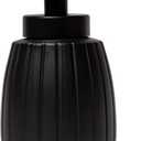 Luxflowing Ribbed Glass Hand Soap Dispenser, Black, 13.5oz | Wide Pump, Matte Fluted, Refillable, For Bathroom and Kitchen