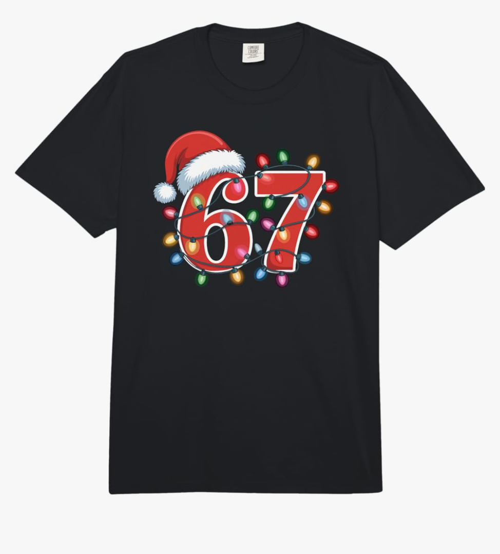 67 Christmas Meme Lights Brainrot Design Comfort Colors Adult Heavyweight T-Shirt Large, Black 