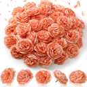 50 Pcs Artificial Flowers, 3.2 Inches Silk Rose Head Flowers Fake No Stem for Wedding Bridal Bouquet Home Floral Decor DIY Centerpieces Arrangements Party Tables Decorations(Peach)