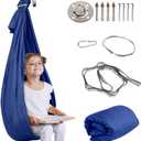 Aokitec Therapy Swing for Kids with Special Needs (Hardware Included) Snuggle Swing Cuddle Indoor Outdoor Adjustable Hammock for Children with Autism, ADHD, Asperger, Sensory Integration (Datered) (Navy)