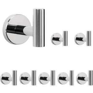 NearMoon Bath Towel Hooks- SUS 304 Stainless Steel Robe Hook Holder, Heavy Duty Coat Hook for Bathroom Livingroom Hotel Kitchen Garage, Wall Mounted (Chrome Finish, 8 Pack)