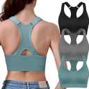 Double Couple Sports Bras for Women Adjustable Medium Impact Racerback Padded Sports Bra for Yoga Gym Fitness Workout, Large