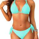 Women Halter Bikini Set - Two Piece Triangle Swimsuit Tie Bathing Suit 2025 Cute Swimwear XXL