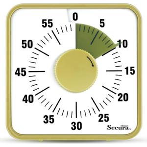 Secura 60-Minute Visual Timer, 7.5 Inch Oversize Countdown Timer Clock for Kids and Adults, Durable Mechanical Time Management Tool with Magnetic Backing (Taupe)