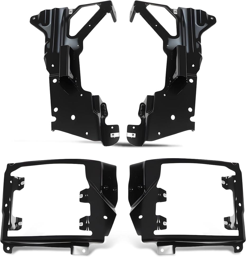 Front Left and Right Side Inner/Outer Bumper Bracket Set Black Compatible with 2016-2018 Silverado 1500 GM1063113 GM1062113 84029811 84029810
