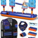 Lehoo Castle Electronic Shooting Targets, Digital Target for Nerf Guns with Auto-Reset, Scoring Shooting Games Includes Kids Tactical Vest, 60 Bullets, Glasses, Gift Toy for Kids Boys Girls