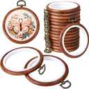 Burbell 15 Pcs 8 Inch Round Embroidery Hoops Frame Circle Spring Rubber Hoops Ring Display Cross Stitch Ornament Imitated Wood Frame Kits for Spring Gifts Mother's Day Craft Sewing DIY Hanging Gifts