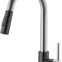 Havin Brushed and Black Pull Down Kitchen Faucet with ABS Sprayer,High Arc Stainless Steel Material,with cUPC Ceramic Cartridge,Without Deck Plate,Fit for One Hole Kitchen Sink and Laundry Sink