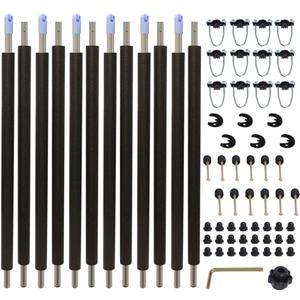 Wadoy Trampoline Poles Replacement Enclosure Poles Kit Black Universal Fits 6 Straight Poles Round Frame with Clamp and Hardware for 12Ft, 13Ft, 14Ft, 15Ft, 16 Ft Trampolines
