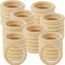 50PCS 3 inch Wooden Rings for Crafts Unfinished Wood Rings 70mm Wooden Rings Macrame Rings Solid Natural Wood Rings for DIY Crafts, Connectors Jewelry Making