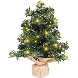 FR 12 Inch Tabletop Christmas Tree,Mini Artificial Christmas Tree,Equipped with LED Lights,Suitable for Desktop Centrepiece,Mantelpiece,Indoor DIY Christmas Decoration