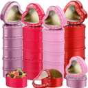 24 Pcs Heart Shaped Valentine Tins Small Heart Boxes with Clear Window Lids 2 oz Empty Metal Hearts Jar Box for Valentine Candy, Gift(Cute,Red,Pink,Purple,Rose Red)