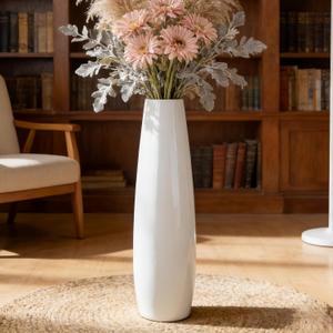 28" Tall Ceramic Floor Vase, GDSZJLJ White Large Decorative Vases for Modern Home Decor, Living Room, Minimalist Style Big Flower Vase for Pampas Grass, Flowers, Twigs, Office, Bedroom Dcor