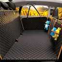 Back Seat Extender for Dogs - Large Space, Waterproof Dog Car Seat Cover for Back Seat with Hard Bottom Holds 420lbs, 600D Heavy-Duty Upgraded Material Dog Hammock for Car (Black Orange)