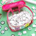 Kinlop American Mahjong Bag Empty Clear Mahjong Tiles Bag, Letter Embroidery Mahjongs Case for Standard Size American Mahjongs Set, Case Only(Pink,Mahj)