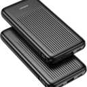 2-Pack Portable Charger, 10000mAh 22.5W Compact USB C Power Bank Fast Charging with 2 Outputs & 2 Inputs, LED Display Battery Pack Compatible with iPhone Samsung iPad Tablets, Black & Black