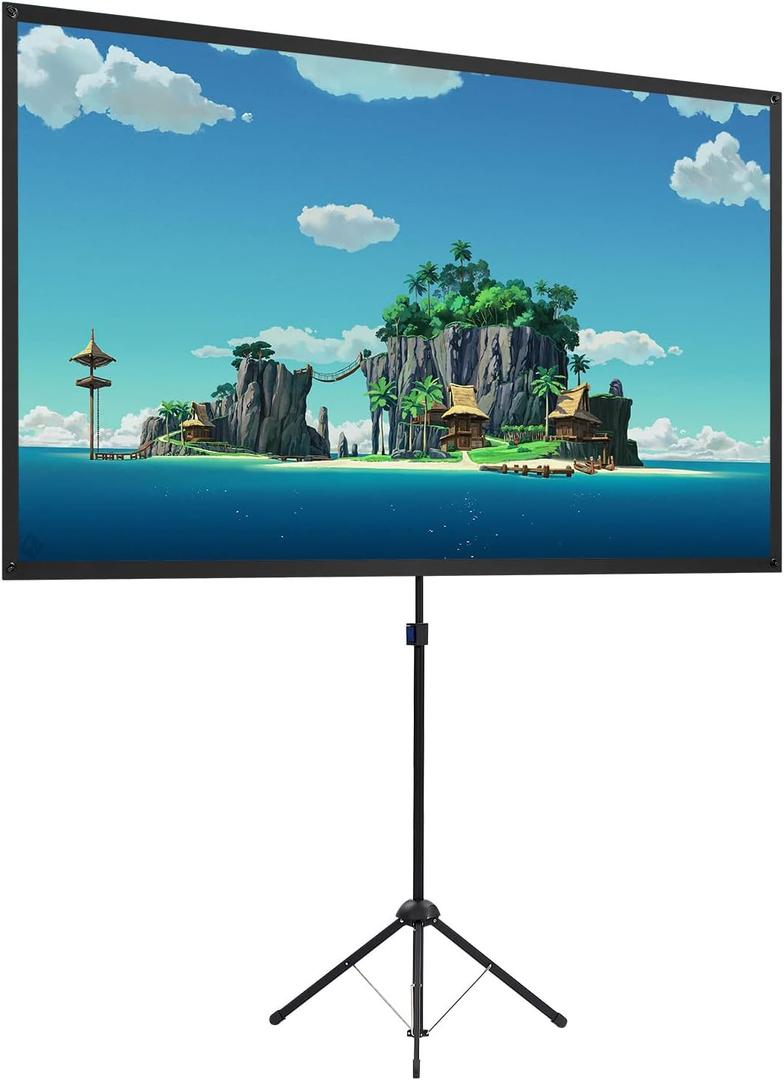 Projector Screen with Stand, Portable Projector Screen and Stand, 60 Inch 16:9, Outdoor Projection Screen, Aluminum Frame, Lightweight and Compact, Easy Setup, Idea for Home Cinema, Backyard Party.