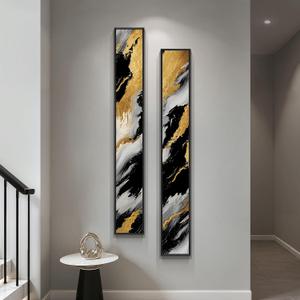 Large Framed Neutral Abstract Vertical Wall Art Decor for Hallway, 2 Piece, 8"W x 56"H x 2Pcs
