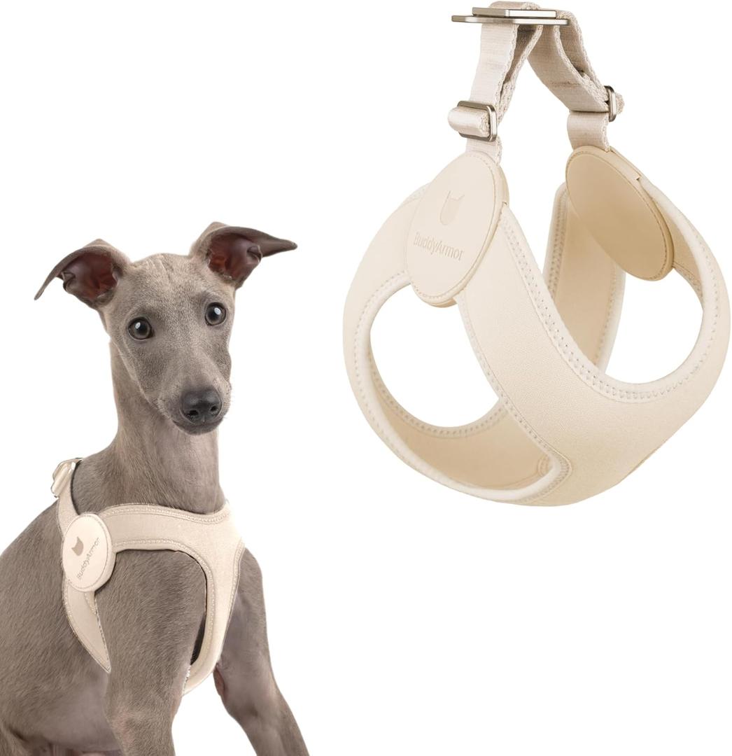 Ultra Comfortable Dog Harness Adjustable Soft Dog Vest, Alloy Buckle Closure Lightweight Stretchy Puppy Harness Step in for Small Sized Dogs Walking Training (Linen, L 18.9-20.8")
