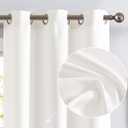 jinchan White Linen Textured Curtains 90 Inch Long 2 Panels for Living Room Grommet Top Light Filtering Window Drapes for Bedroom (38"W x 90"L (Pack of 2), Grommet White)