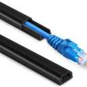 One Cord Cover Wall 153in(9X L17in) - Mini Wire Hider, Wire Cover for Hiding Speaker Wire, Baby Monitor Cord - Paintable Wire Channel for Cable Concealer, W0.5in H0.3in, CMR05 Black (Small)