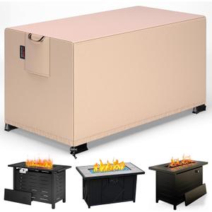 QH.HOME Fire Pit Cover Rectangular 42 x 24 Inch,Outdoor Waterproof Fire Pit Table Cover Strong Tear Resistant and Fading Resistant for Rectangle Patio Furniture Fireplaces - Wheat
