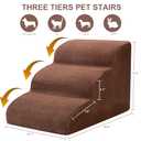 Dog Stairs for Small Dogs, 3 Tiers High Density Foam Dog Ramp, Extra Wide Non-Slip Pet Steps for High Beds Or Couch, Soft Foam Doggie Ladder for Dogs Injured, Older Pets, Small Cats