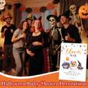 2 x Bloom Bar Sign A Little Boo Is Almost Due Halloween Baby Shower Decorations, 5.6x 7.8" Halloween Cauldron Ghost Moon Wooden Table Sign for Flower Bar Birthday Baby Shower Activities